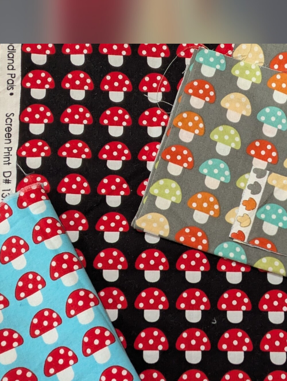 "Woodland Pals" Polka Dot Mushroom Cotton Fabric Robert Kaufman - 3 Color Styles
